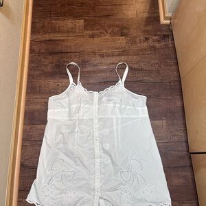 Anthropologie White Cotton Eyelet Camisole Slip